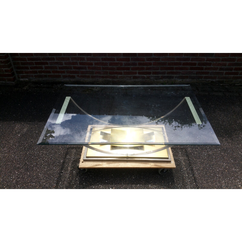 Plexigas and brass coffee table  by Hollis Jones for Belgo Chrom  - 1970s