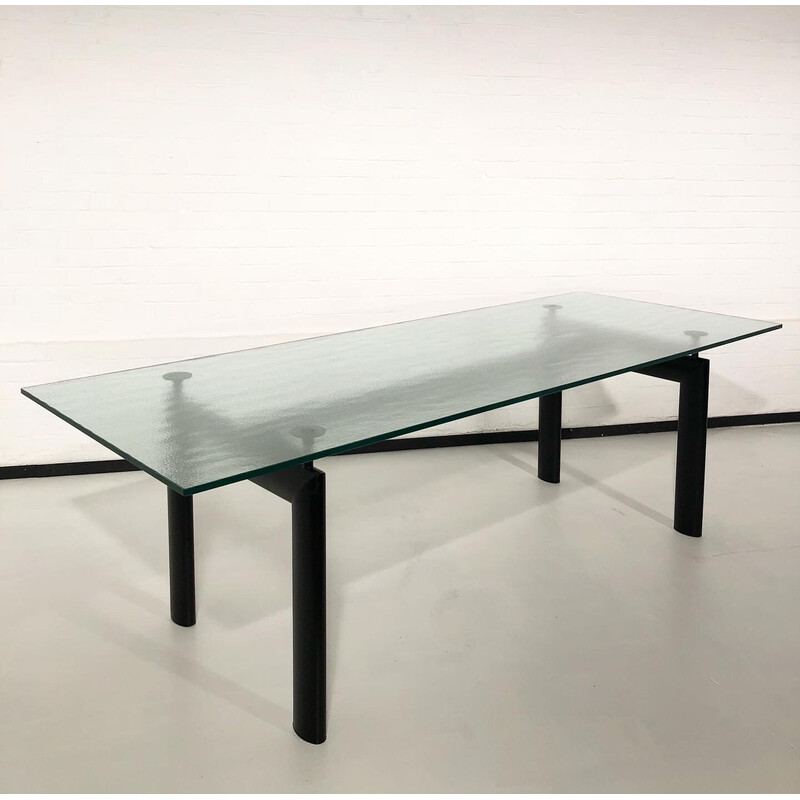 Table vintage en acier et verre par Le Corbusier, Charlotte Perriand et Pierre Jeanneret pour Cassina, 1929