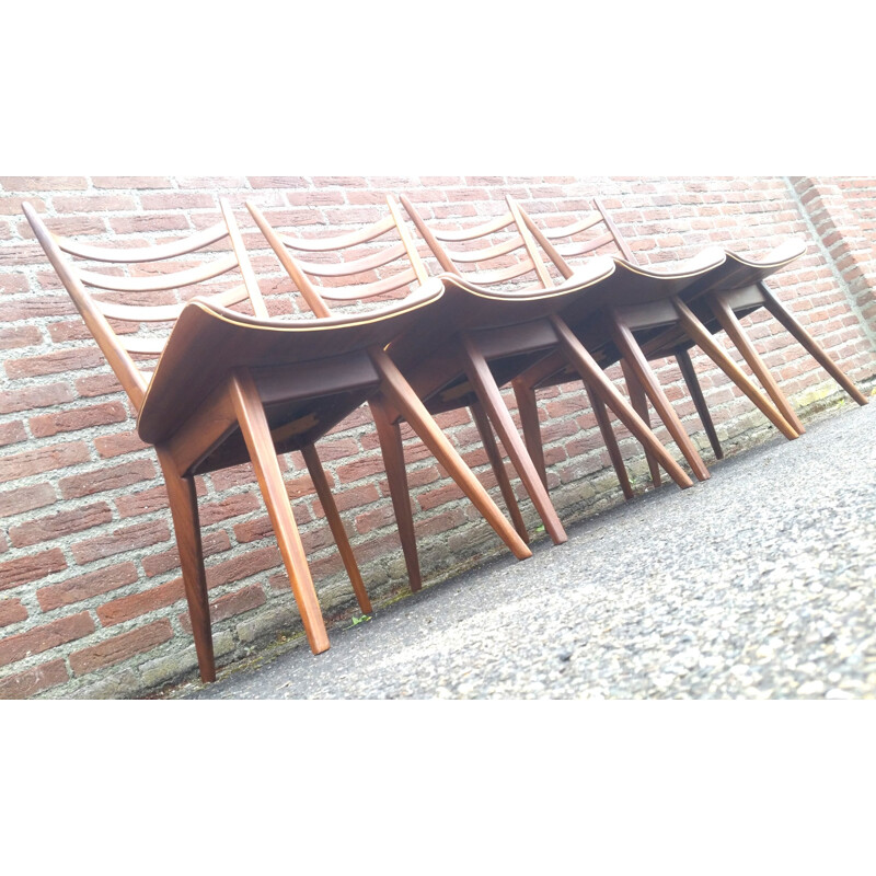 Set of 4 brown dining chairs by Cees Braakman for UMS Pastoe  - 1950s  