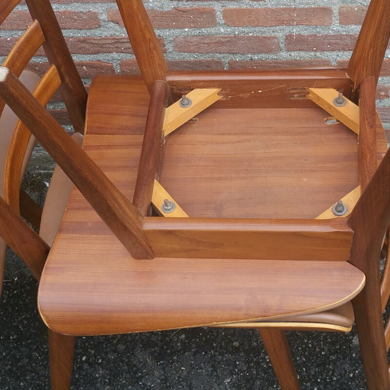 Set of 4 brown dining chairs by Cees Braakman for UMS Pastoe  - 1950s  