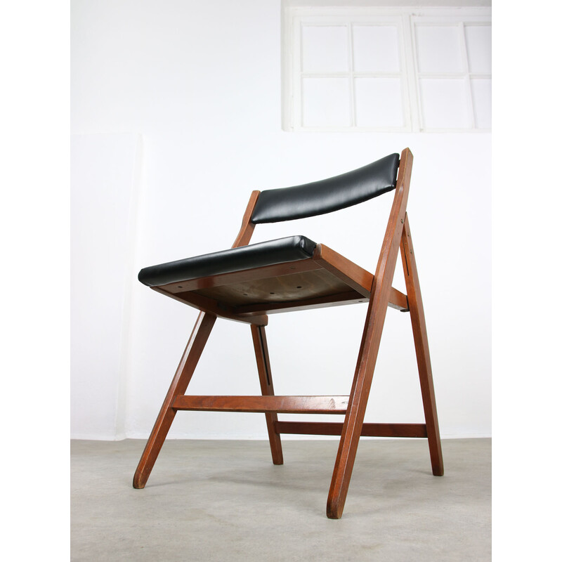 Chaise pliante vintage Eden en cuir par Gio Ponti