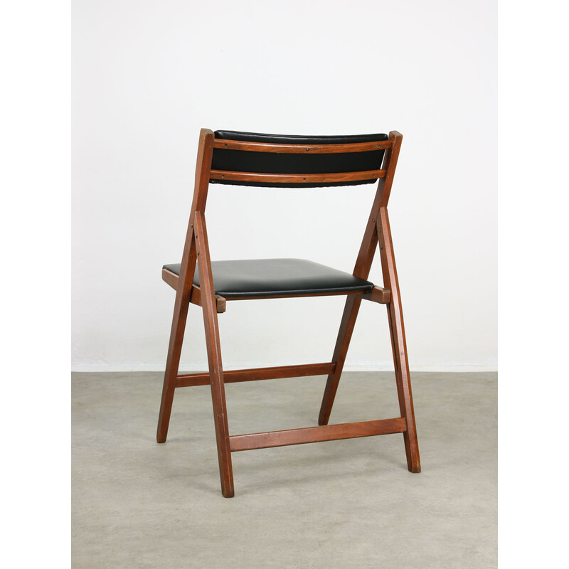 Chaise pliante vintage Eden en cuir par Gio Ponti