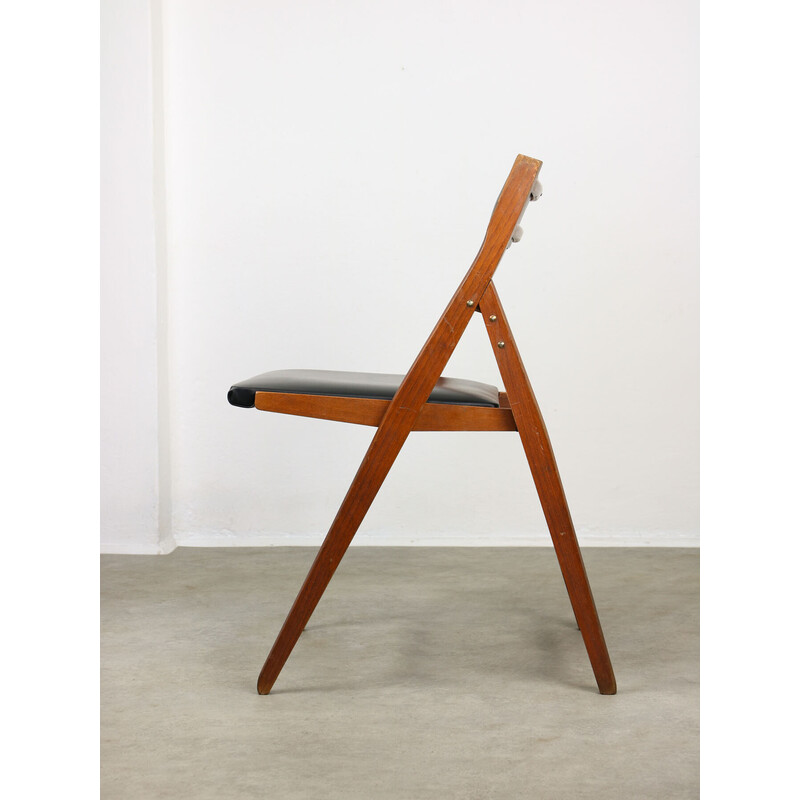 Vintage Eden leather folding chair by Gio Ponti