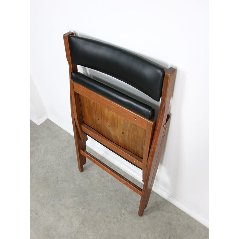 Cadeira dobrável em pele Eden vintage de Gio Ponti