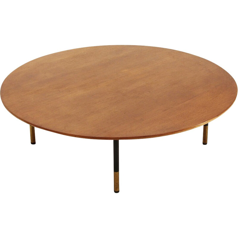 Large round Italian teck coffee table - 1950s