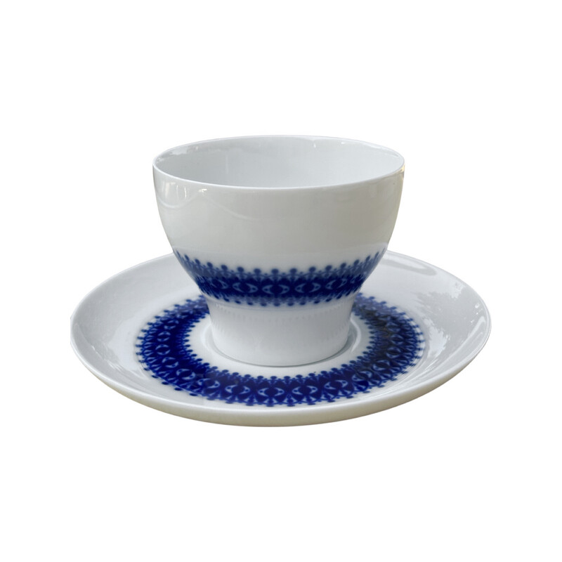 Vintage porcelain cup and saucer by Tapio Wirkkali, Germany 1970