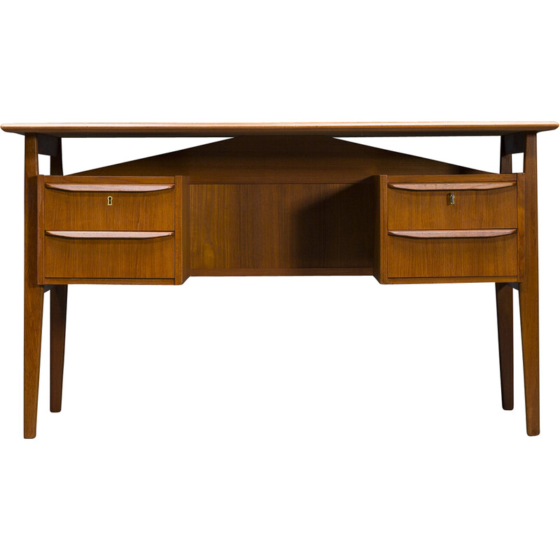 Vintage teak desk by Gunnar Nielsen for Tibergaard, Denmark 1960