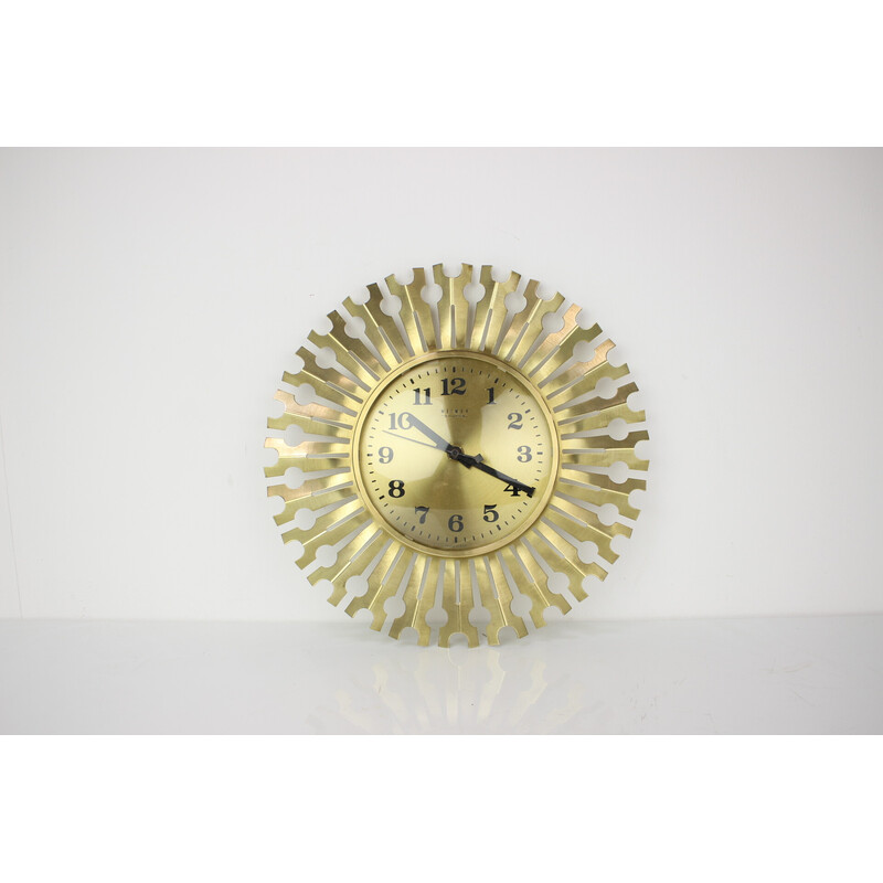 Vintage sun-shaped wall clock, Germany 1980