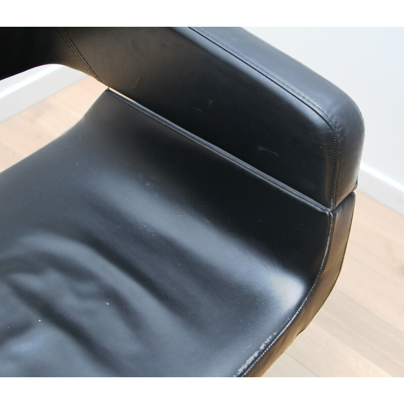 Vintage leather and aluminum office chair for La Cividina