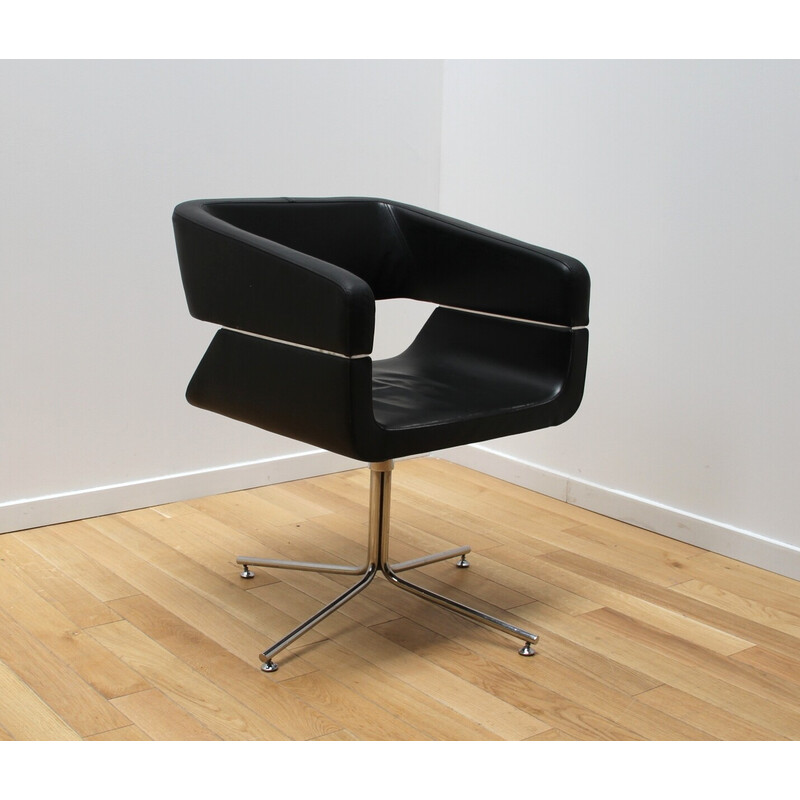 Vintage leather and aluminum office chair for La Cividina