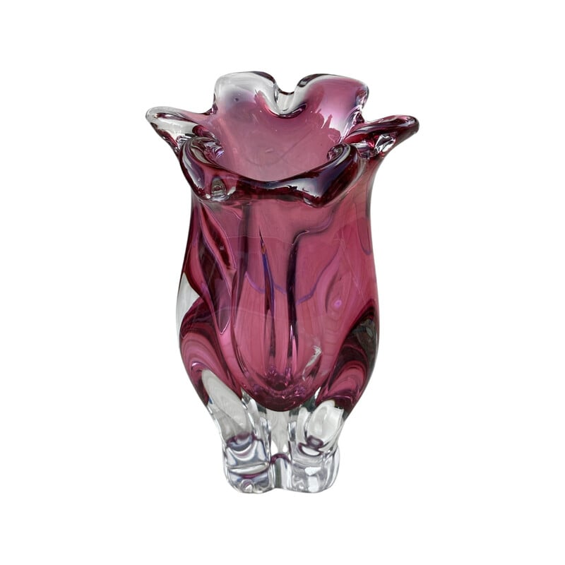 Vintage glass crystal vase by J. Hospodka for Chribska Sklarna, Czechoslovakia 1960