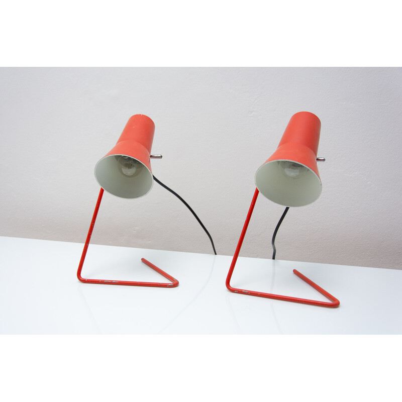 Pair of vintage aluminum and plastic table lamps by Josef Hurka for Napako, 1960