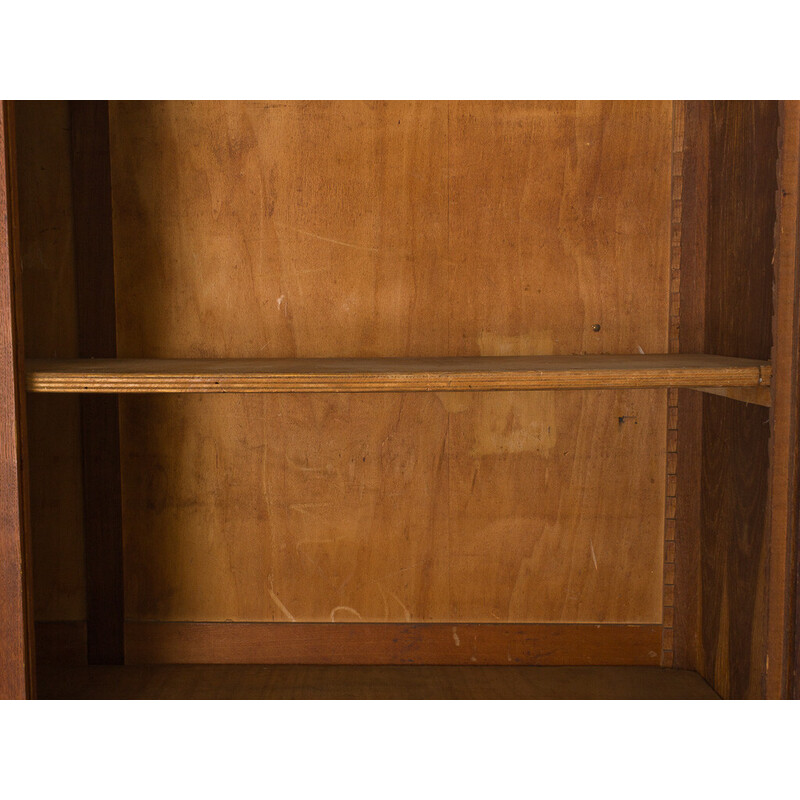 Vintage stained oak storage cabinet with 2 shelves