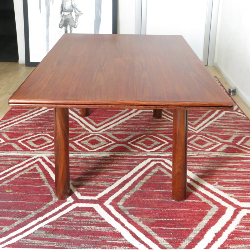 Dining table in rosewood with extension, system in 'throttle' - 1980s