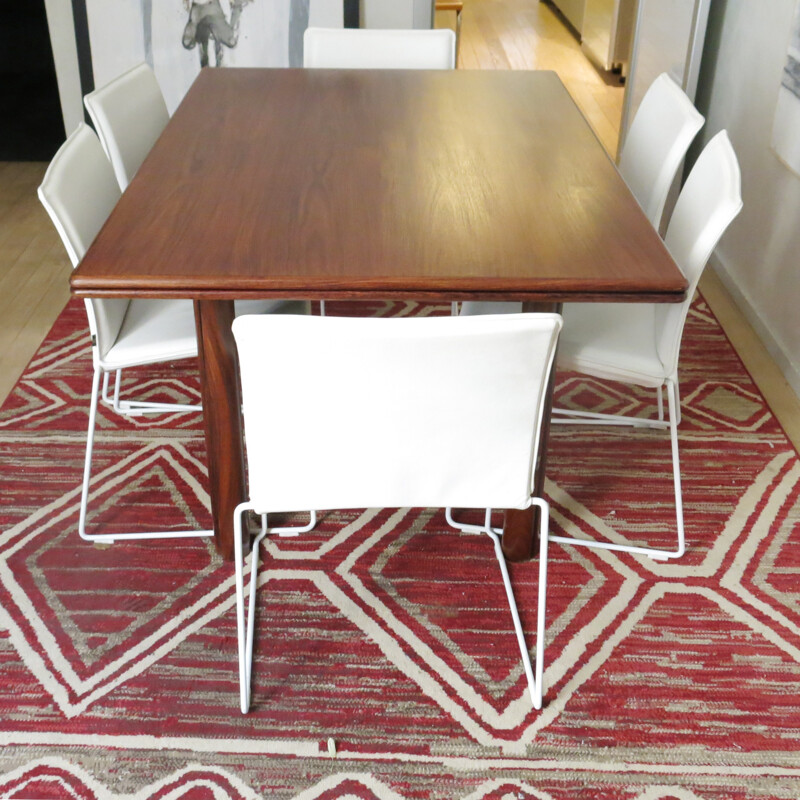 Dining table in rosewood with extension, system in 'throttle' - 1980s