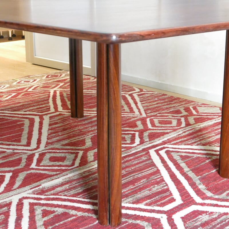 Dining table in rosewood with extension, system in 'throttle' - 1980s