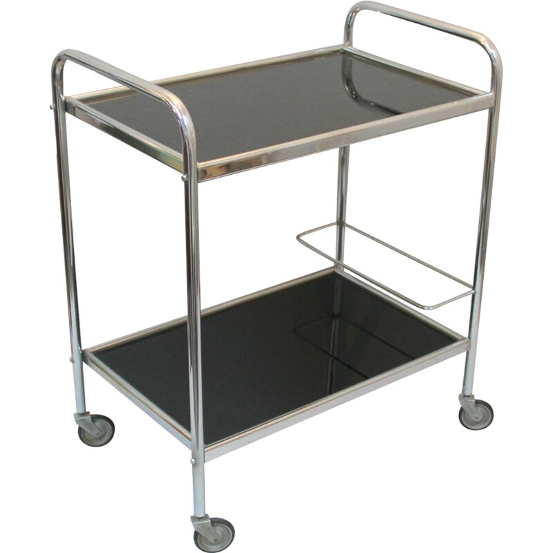 Bar trolley in chromed metal and glass - 1940s