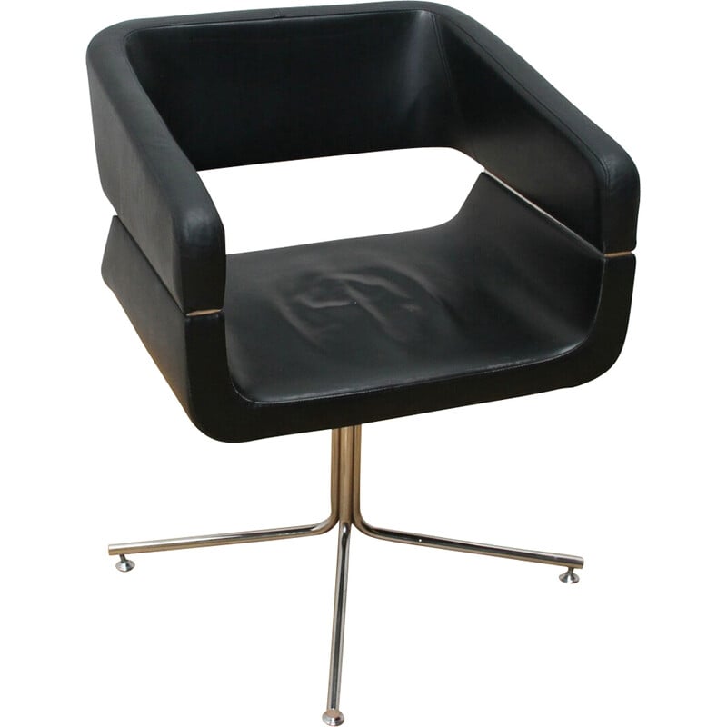 Vintage leather and aluminum office chair for La Cividina