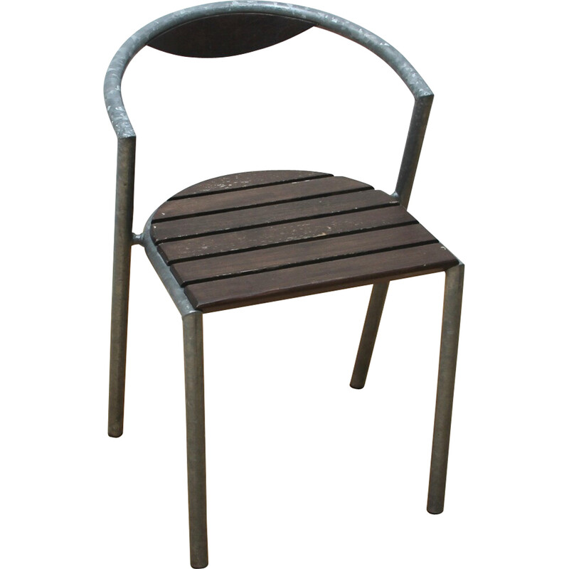 Chaise de jardin vintage en métal et bois