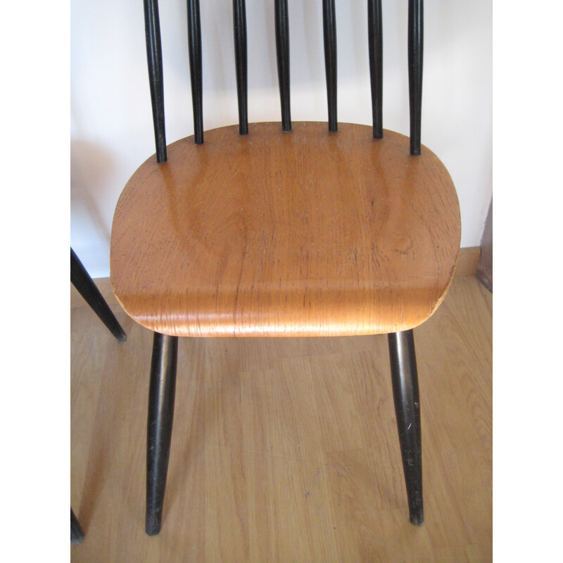 Set of 5 Fanett Ilmari Tapiovaara teak and beech chairs - 1960s