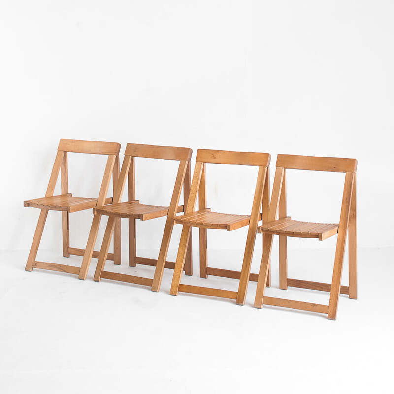 Set of 4 vintage Trieste folding chairs by Aldo Jacover for Bazzani, Italy 1970