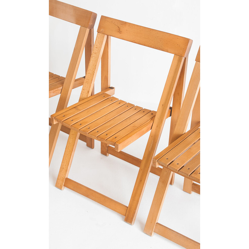 Set of 4 vintage Trieste folding chairs by Aldo Jacover for Bazzani, Italy 1970