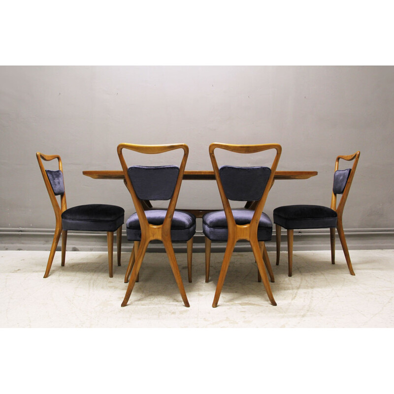 Sculptural mid century modern X-Back dining set - 1940s