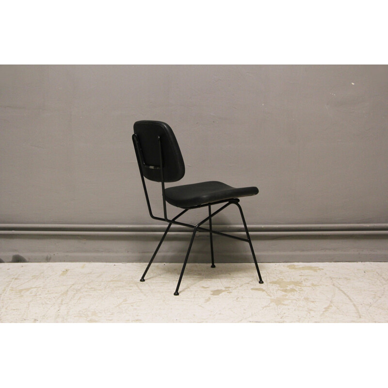 Black Cocorita  chair in leatherette and steel by Gastone Rinaldi for Velca - 1950s