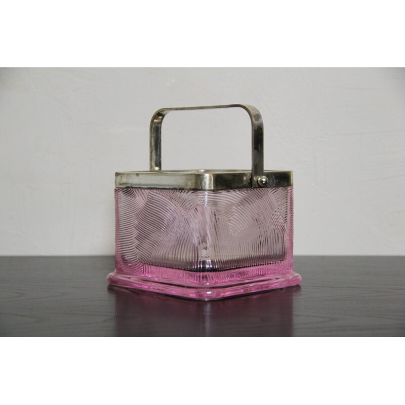 Pink crystal glass ice bucket by Sergio Asti for Arnolfo Di Cambio - 1960s