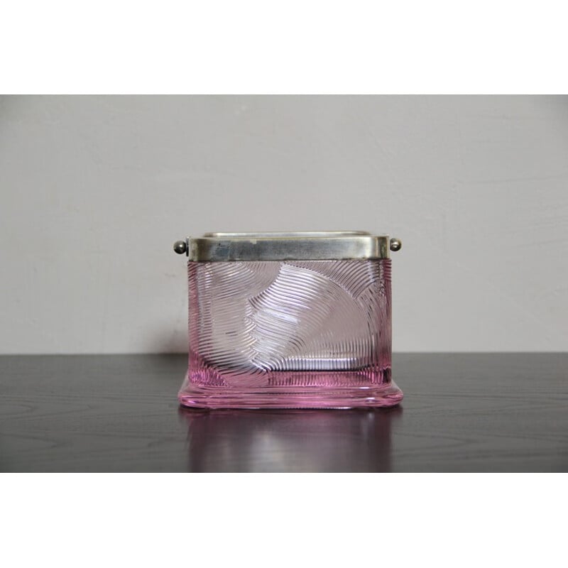 Pink crystal glass ice bucket by Sergio Asti for Arnolfo Di Cambio - 1960s