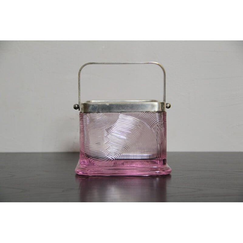 Pink crystal glass ice bucket by Sergio Asti for Arnolfo Di Cambio - 1960s