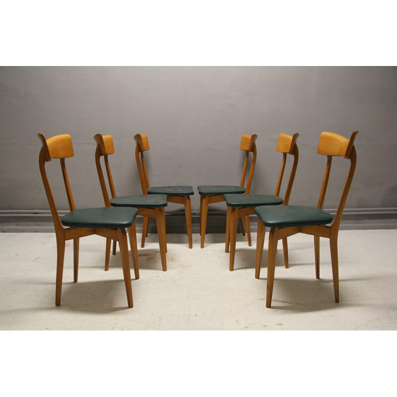 Italian dining set with a table and 6 chairs - 1950s