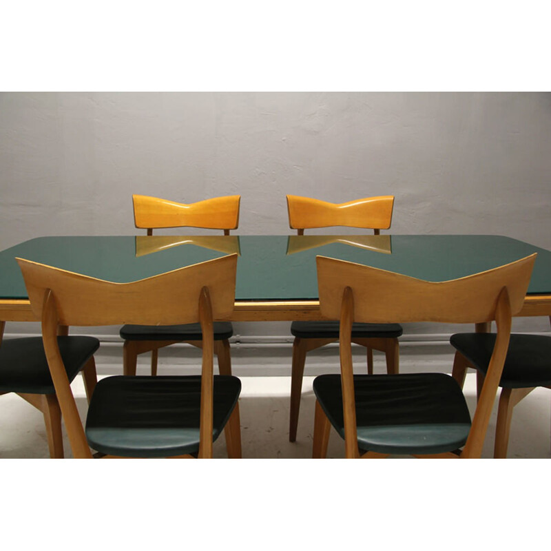 Italian dining set with a table and 6 chairs - 1950s