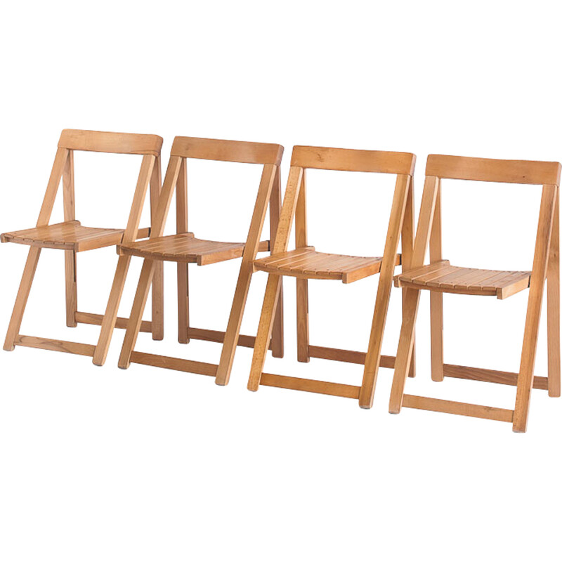 Set of 4 vintage Trieste folding chairs by Aldo Jacover for Bazzani, Italy 1970