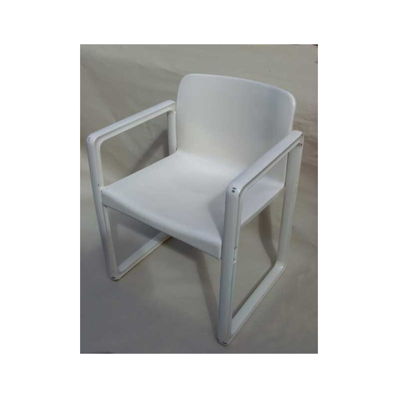 Set of 6 white chairs, Just MEYER - 1970s