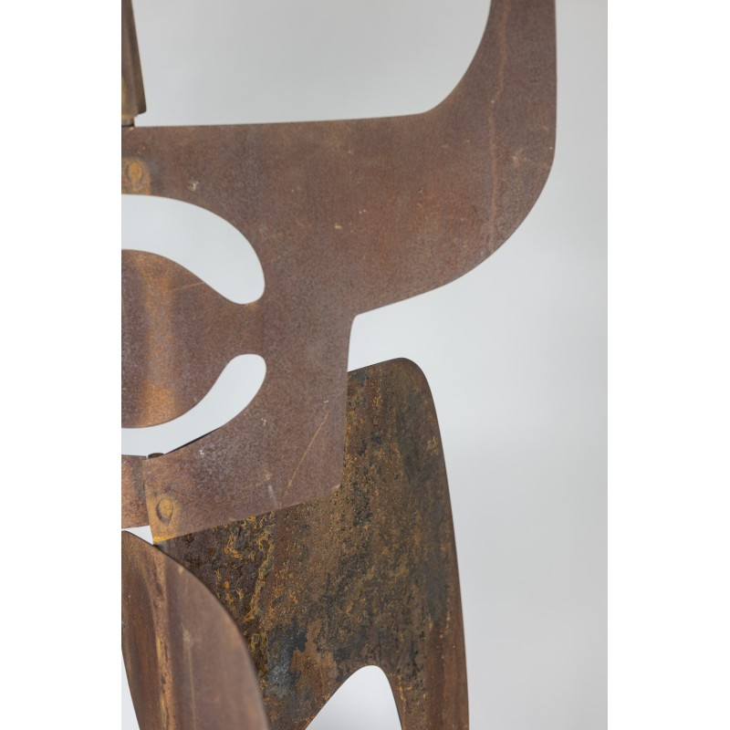 Sculpture vintage "Bugler la trompette" en métal corten