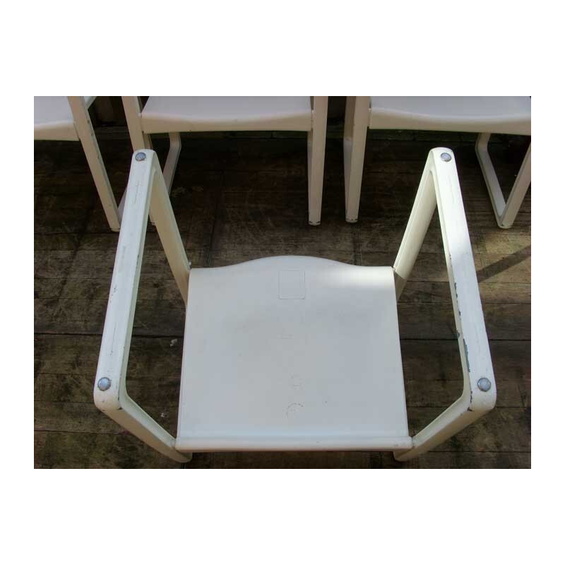 Set of 6 white chairs, Just MEYER - 1970s