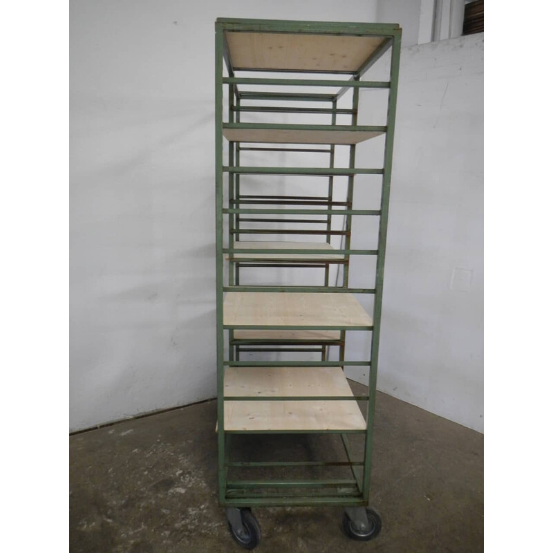 Pair of vintage ceramic and metal serving tables, 1960