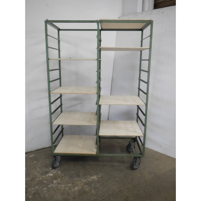 Pair of vintage ceramic and metal serving tables, 1960