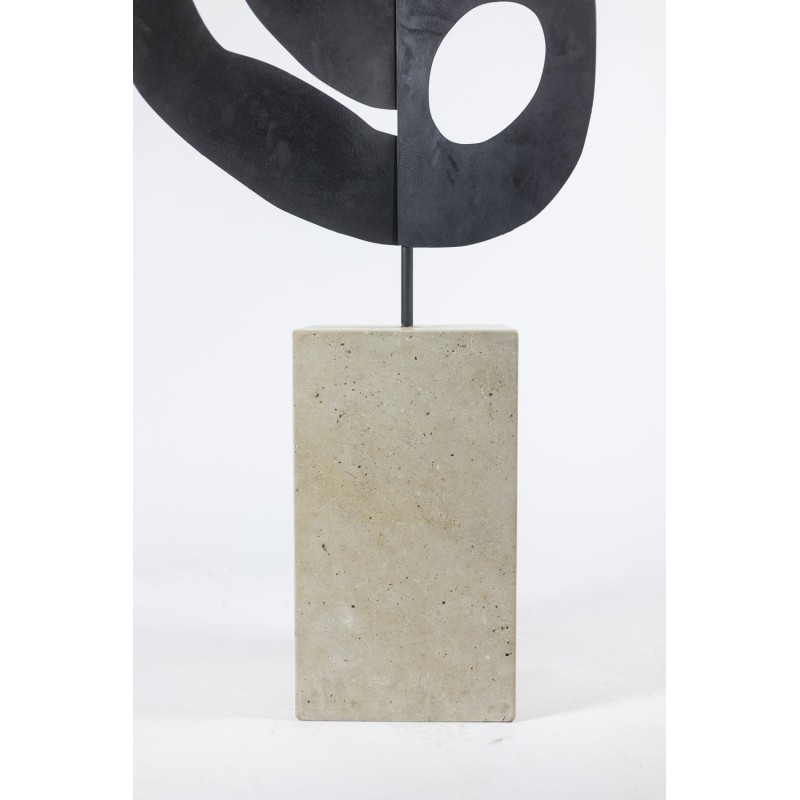 Vintage sculpture "Eva" in lacquered metal and travertine