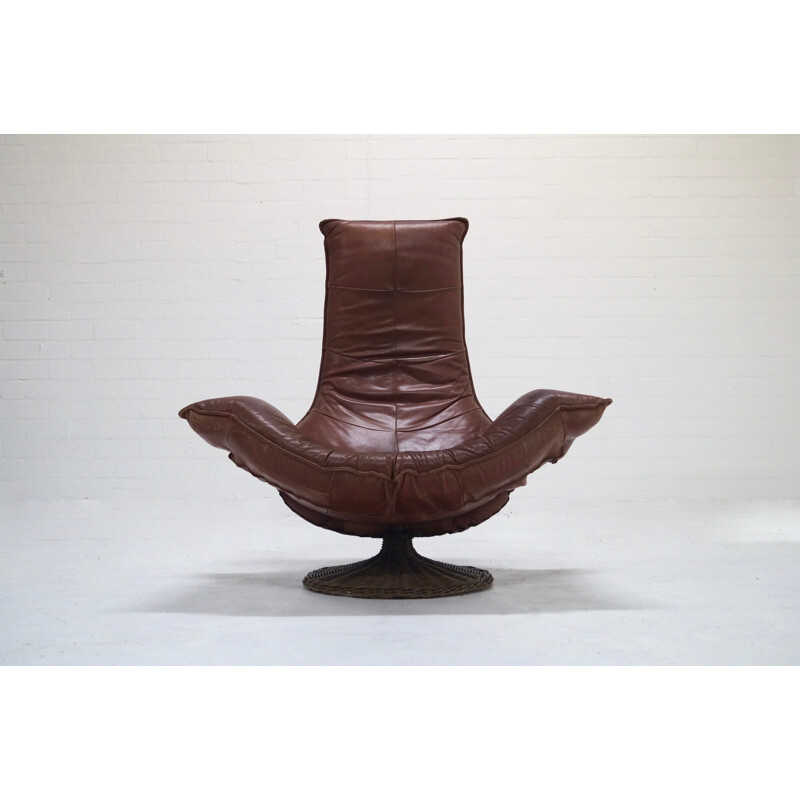 Brown easy chair in leather model Wammes by Gerard Van Den Berg for Montis - 1970s