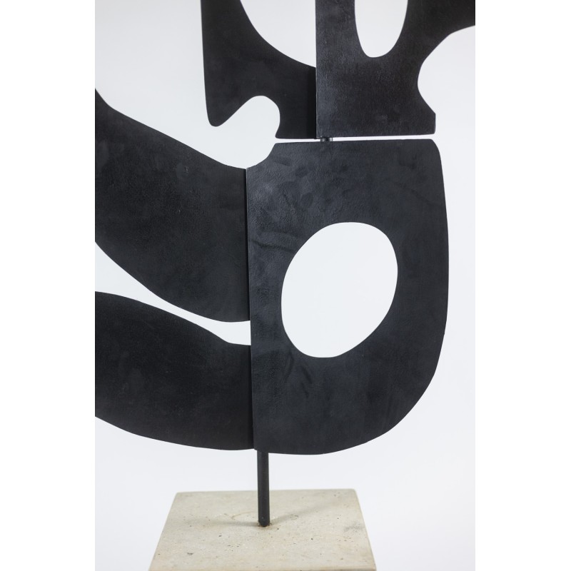 Vintage sculpture "Eva" in lacquered metal and travertine
