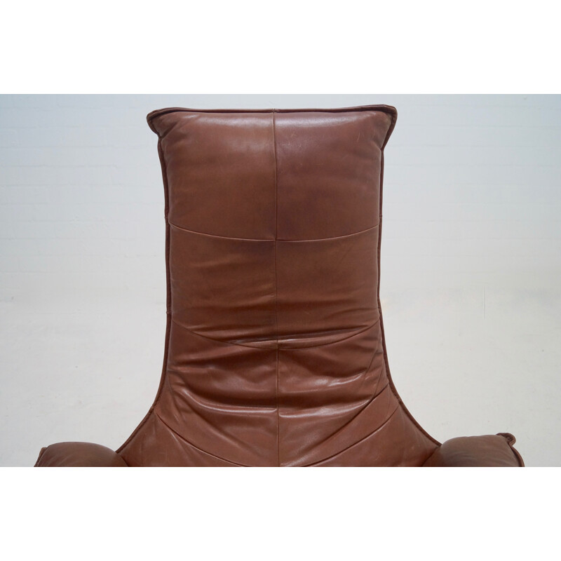 Brown easy chair in leather model Wammes by Gerard Van Den Berg for Montis - 1970s