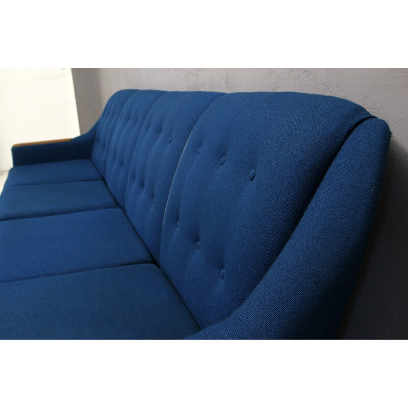 Blue teak sofa in wool by R. Huber & Co - 1960s