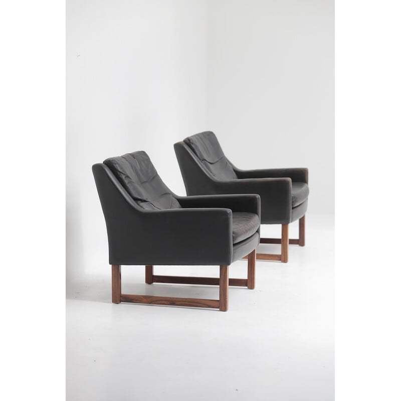 Paire de fauteuils vintage en cuir par Rudolf Bernd Glatzel pour Kill International, Allemagne 1960