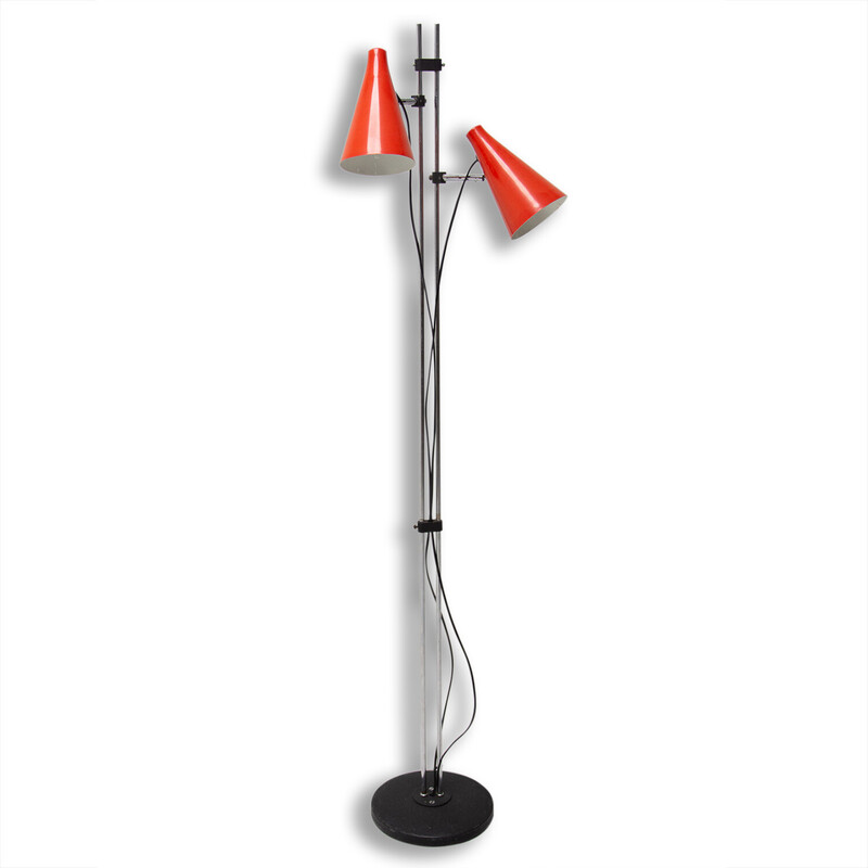 Lampadaire spot vintage en chrome par Josef Hurka, 1960