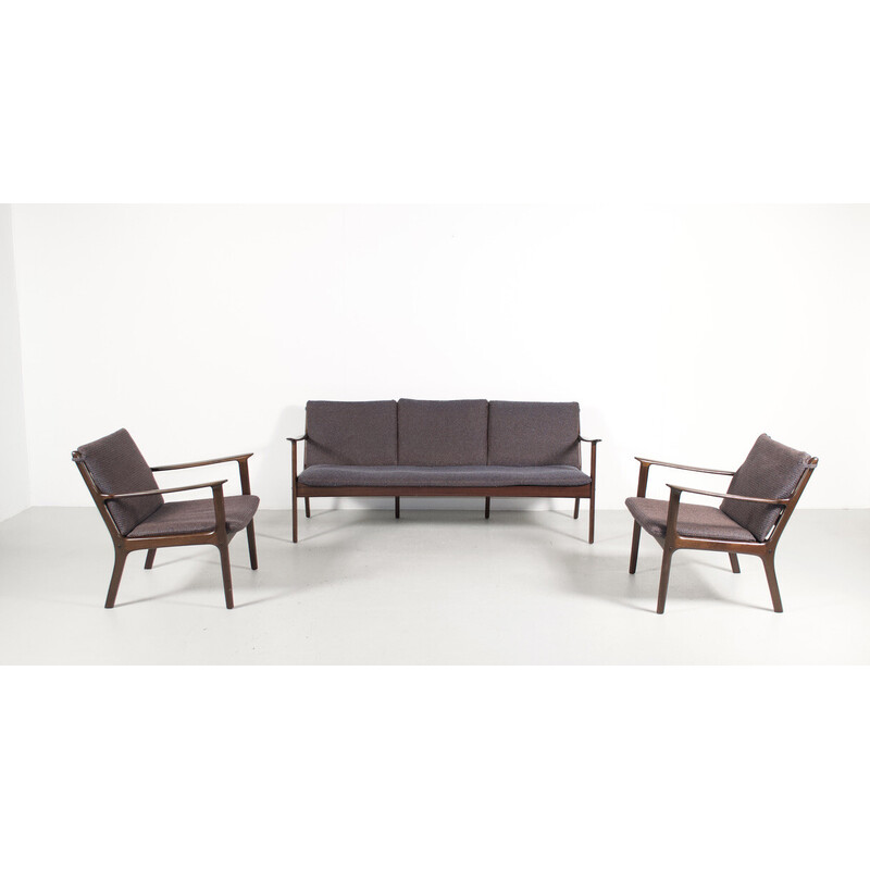 Vintage living room set Pj 112 by Ole Wanscher for Poul Jeppessen, 1960