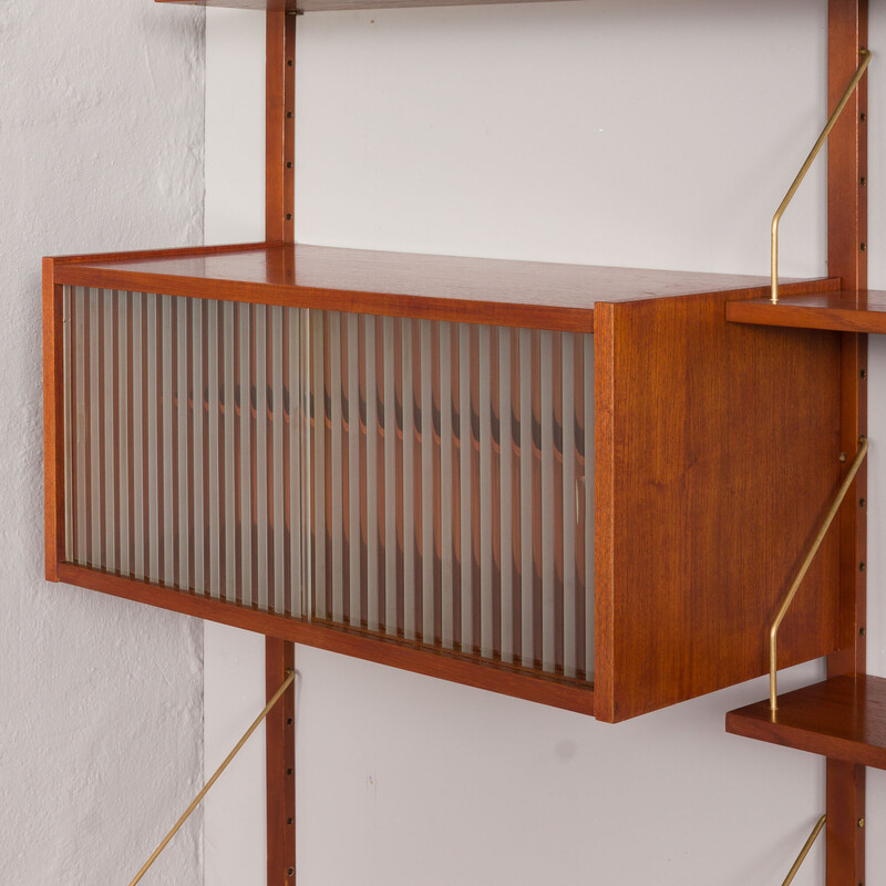 Vintage teak wall unit by Preben Sorensen for Ps System Randers, Denmark 1960