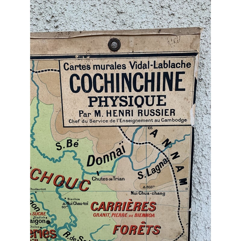 Vintage school poster Vidal lablache n°40 Cochinchine