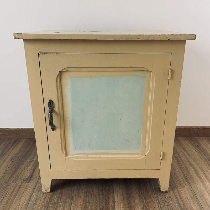 Vintage cream wood storage cabinet